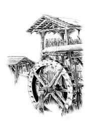 Roue de moulin rustique