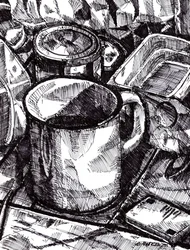 Nature morte avec une tasse rustique