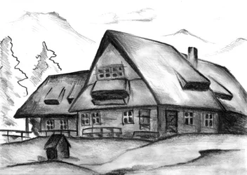 Retraite à la montagne enneigée