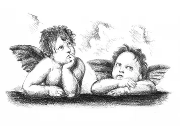 Dessin de chérubins pensifs