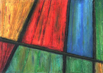 Vitrail géométrique aux couleurs vives