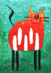 Un chat orange plein de fantaisie