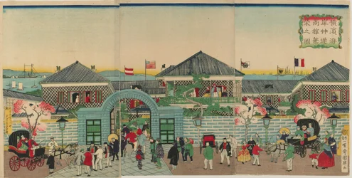 Image de la prospérité des établissements commerciaux le long de Nakadouri à Yokohama, époque Meiji, 1870