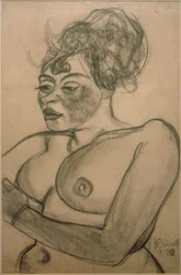 Demi-nu féminin avec chignon