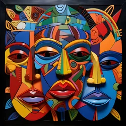 Masques humains colorés 1
