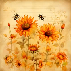 Silhouettes de tournesols et d