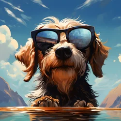 Chien, dessin animé, lunettes de soleil 1