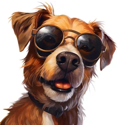 Chien, dessin animé, lunettes de soleil 3