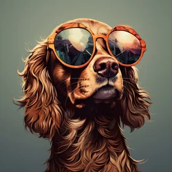 Chien, dessin animé, lunettes de soleil 4