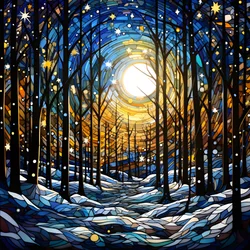 une scène de forêt enneigée avec des étoiles 4