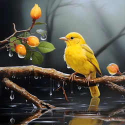 Oiseau jaune sur une branche dans l