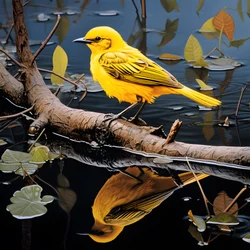 Oiseau jaune sur une branche dans l