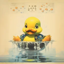 Affiche publicitaire tendance de canard en caoutchouc - le jaune 2