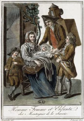 Famille de paysans savoyards - dans "Encyclopédie des voyages" par J. Grasset St Sauveur, Deron, Paris