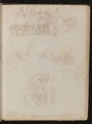 "Changer de chevaux la nuit", "descendre à Lagoletto", "monter la Turbia" et "Passer par un hameau"