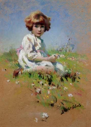 Marjorie - une fille cueillant des marguerites