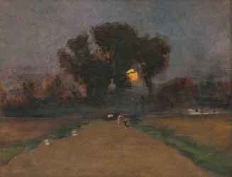 Paysage avec coucher de soleil, 1890-1900
