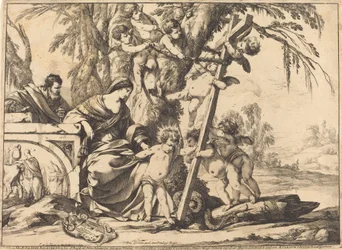 Sainte Famille avec Anges et la Croix, Écrasant un Serpent