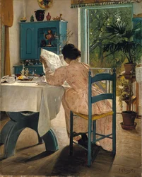 Petit déjeuner avec le journal du matin, 1898