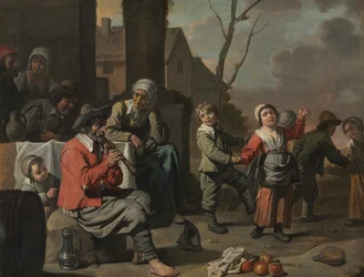 Enfants paysans dansant