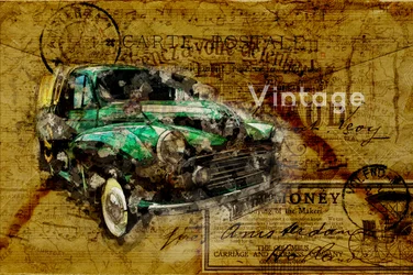 Carte de voyage en voiture ancienne