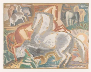 Chevaux dans un paysage