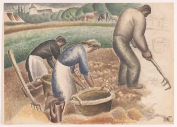 Récolteurs de pommes de terre dans le champ