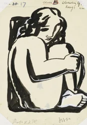 Femme nue assise avec genoux relevés (esquisse)