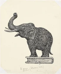 Éléphant sur un livre (esquisse)