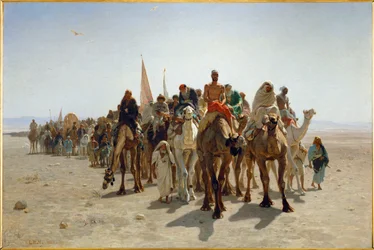 Pèlerins en route pour la Mecque (huile sur toile)