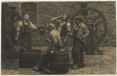 Le pressoir à vin, vers 1872
