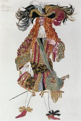 Esquisse du costume de Galisson, précepteur du Prince, d