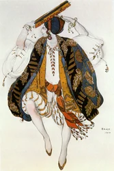 Esquisse de costume pour une danse juive pour A (aquarelle, gouache et crayon sur papier)