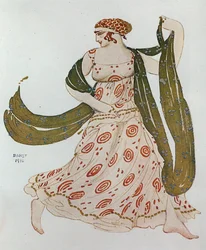 Esquisse de costume pour la danse grecque de " Cléopâtre " d