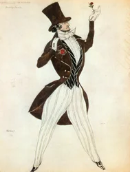 Florestan, esquisse de costume pour le ballet Carnaval (aquarelle)