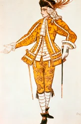 Page de la fée des Canaris, costume pour le ballet La Belle au bois dormant de Tchaïkovski, 1921