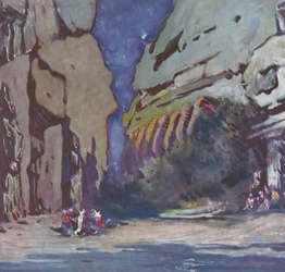 Décor de scène pour un ballet hindou, probablement Le Dieu Bleu, 1911