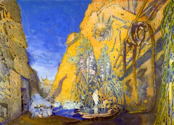 Décor pour une production des Ballets Russes de Le Dieu Bleu