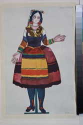 La poupée italienne, costume pour le ballet "La Boutique Fantasque" dirigé par Gioachino Rossini