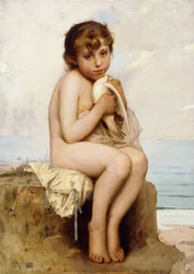 Enfant nu avec une colombe