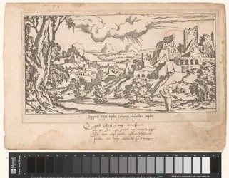 Callisto en ours implorant Jupiter dans un paysage avec des ruines