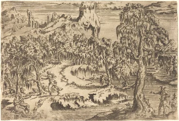 Paysage avec une Femme Fuyant à la Vue d