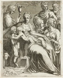 La Sainte Famille avec des Saints