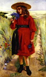 Printemps ou, Jeune fille avec des bleuets