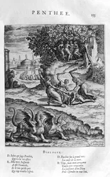 Pentheus, roi de Thèbes résistant à Dionysos