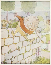 Humpty Dumpty a fait une grande chute, de A Nursery Rhyme Picture Book, pub. 1914 (lithographie en couleur)