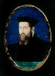 Portrait de prélat, œuvre en majolique de Léonard Limosin conservée au Museo Nazionale del Bargello, Florence