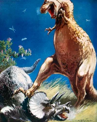 Dinosaures (lithographie couleur)
