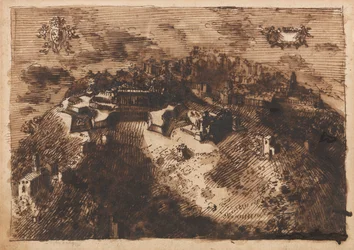 Une ville fortifiée (recto); Un dessin géométrique (verso)