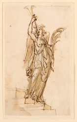 Conception pour sculpture : Ange soufflant dans une trompette